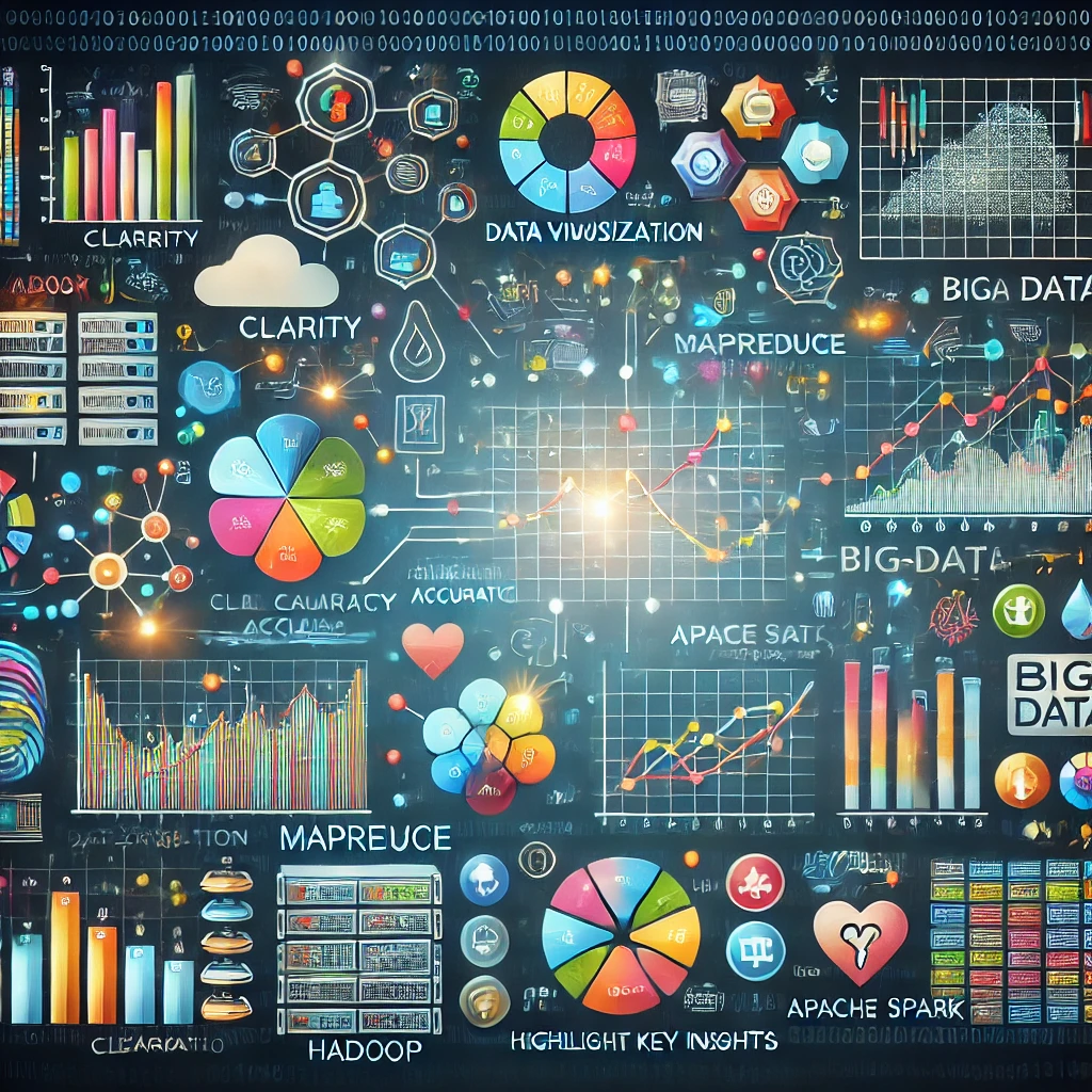 dall·e 2024 07 28 10.49.06 an illustration showcasing data visualization and big data communication. on the left side, various colorful graphs and charts representing data visua