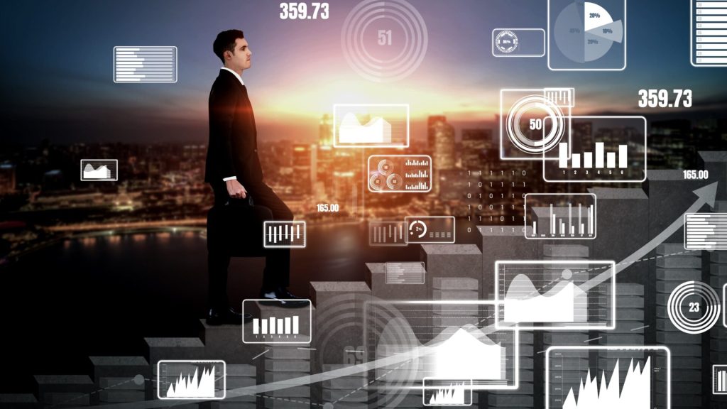 double exposure image of business profit growth conceptual