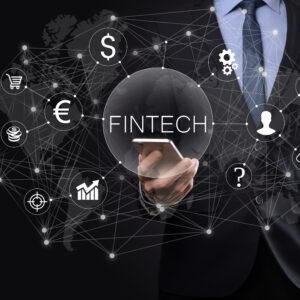 businessman hold fintech financial technology concept.business investment banking payment. cryptocurrency investment and digital money. business concept on virtual screen.
