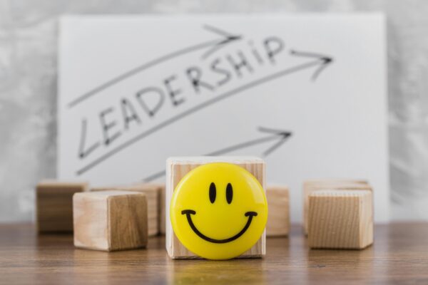 front view wooden blocks with leadership